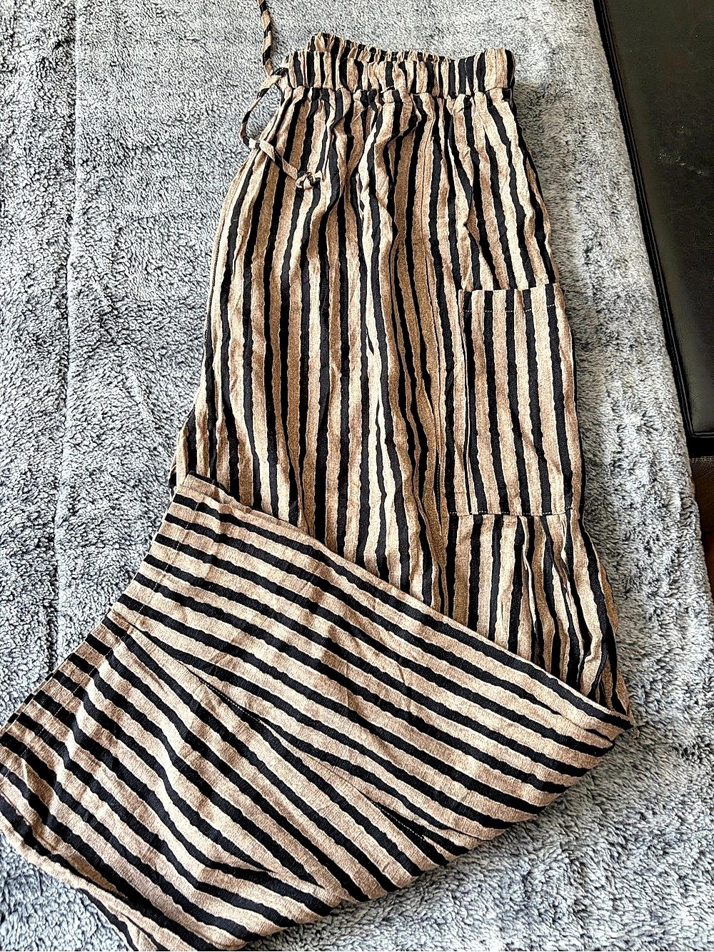 Tarse Striped Wide Leg Pants in Brown & Black XL NWT